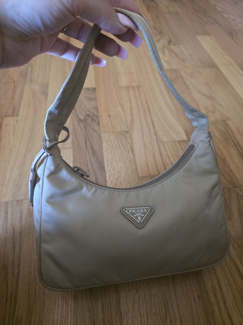 Prada Beige Nylon Shoulder Bag